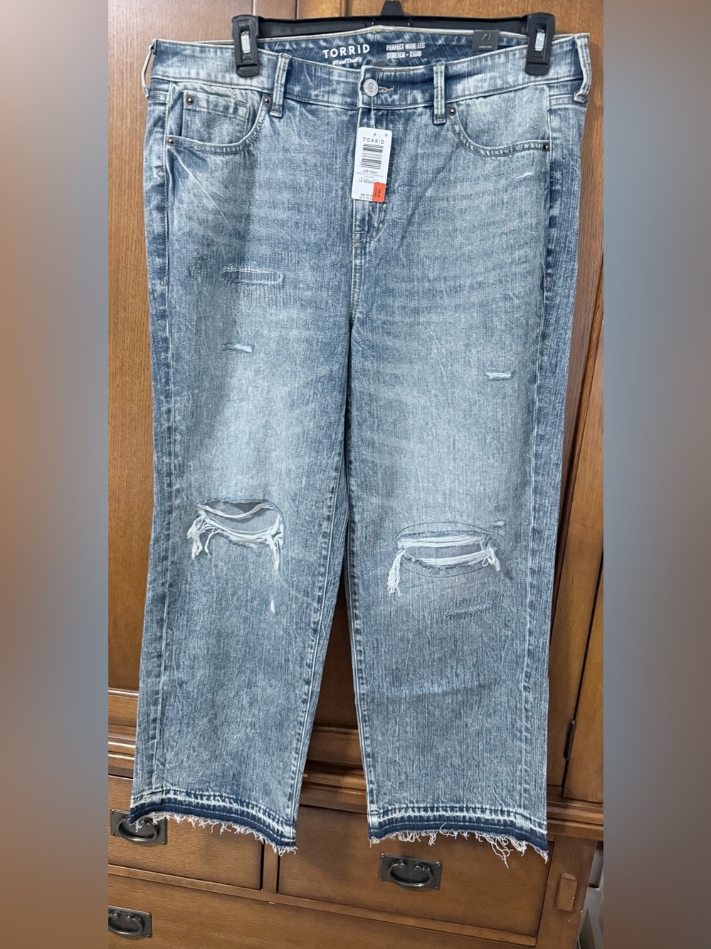 torrid  Light Blue Distressed Wide Leg Jeans